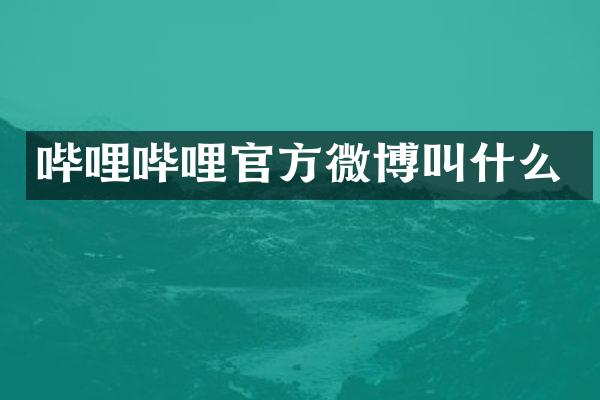 哔哩哔哩官方微博叫什么