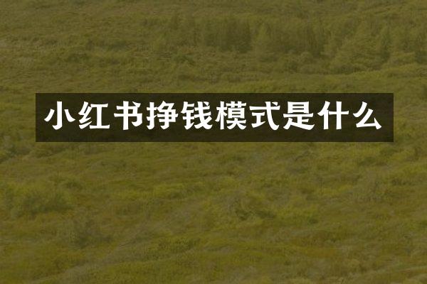 小红书挣钱模式是什么