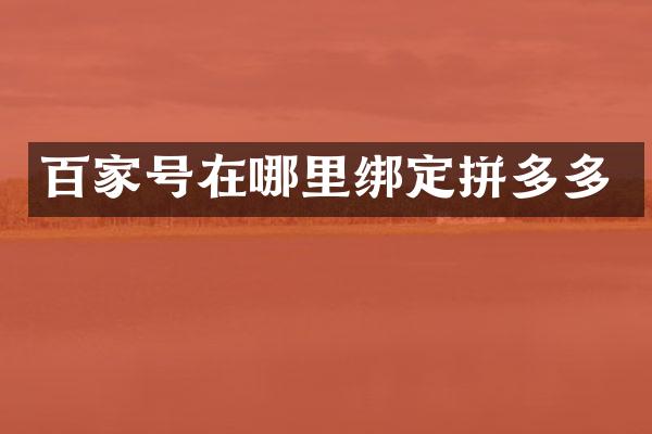 百家号在哪里绑定拼多多