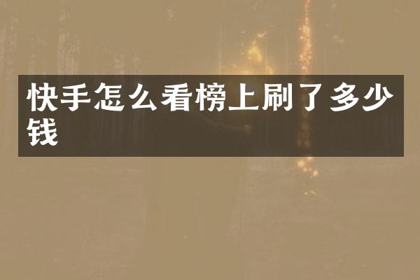 快手怎么看榜上刷了多少钱