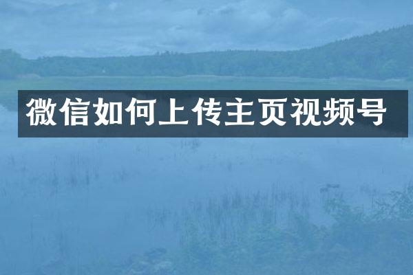 微信如何上传主页视频号