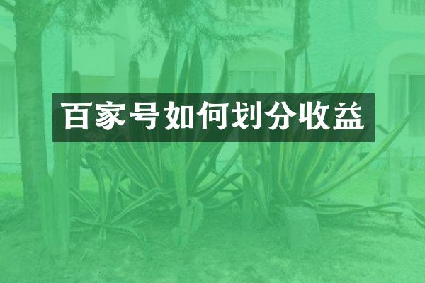 百家号如何划分收益