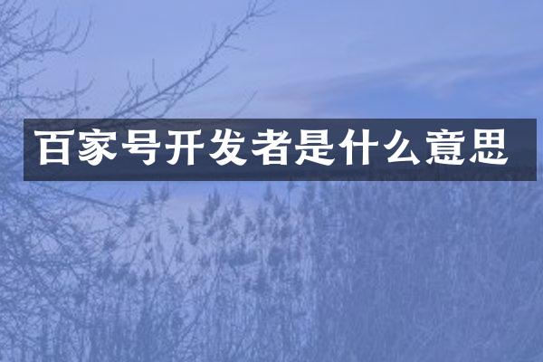 百家号开发者是什么意思