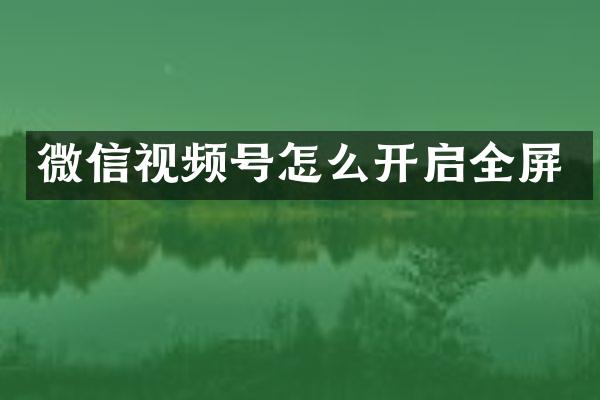 微信视频号怎么开启全屏