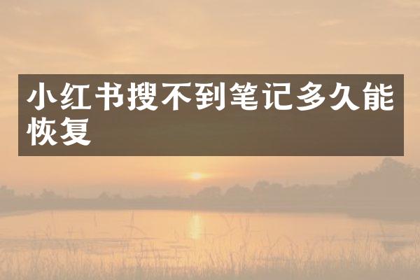 小红书搜不到笔记多久能恢复