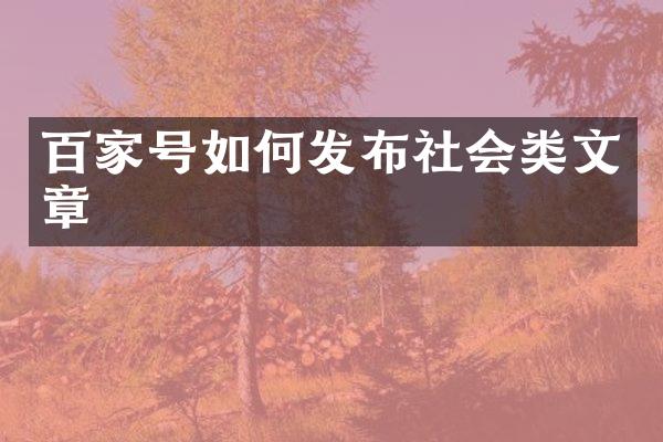 百家号如何发布社会类文章