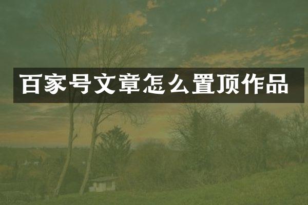 百家号文章怎么置顶作品