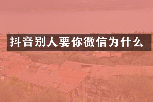 抖音别人要你微信为什么