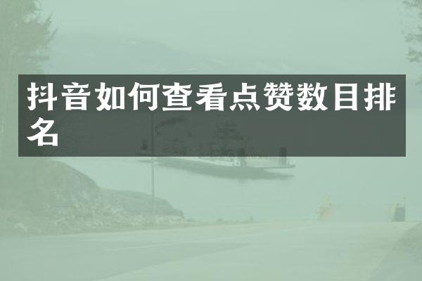抖音如何查看点赞数目排名