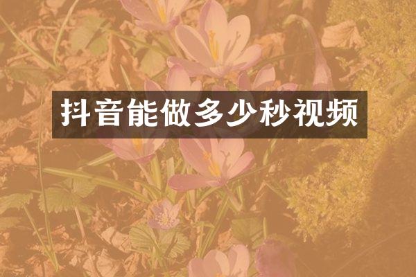 抖音能做多少秒视频