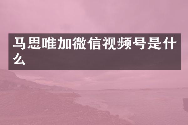 加微信视频号是什么
