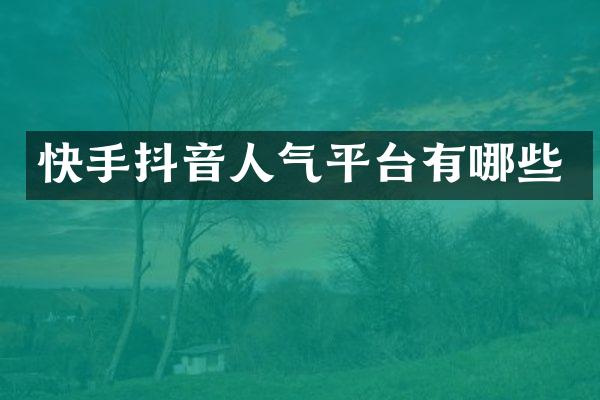 快手抖音人气平台有哪些