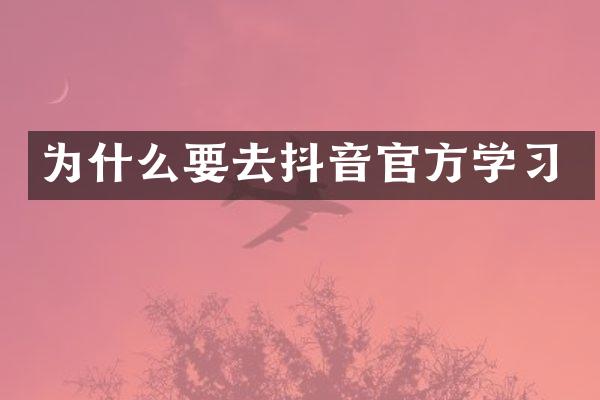 为什么要去抖音官方学习