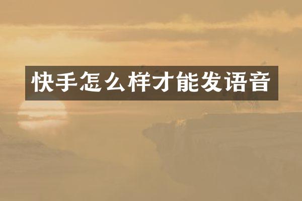 快手怎么样才能发语音