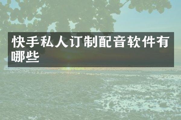 快手私人订制配音软件有哪些