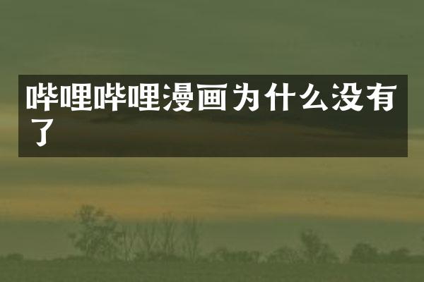 哔哩哔哩漫画为什么没有了