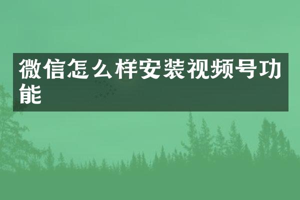 微信怎么样安装视频号功能