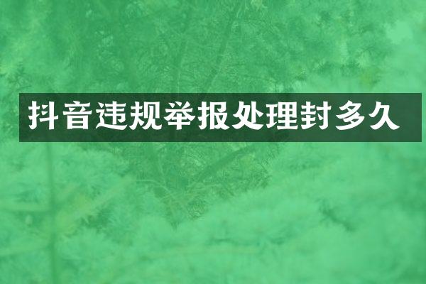 抖音违规举报处理封多久