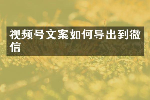 视频号文案如何导出到微信