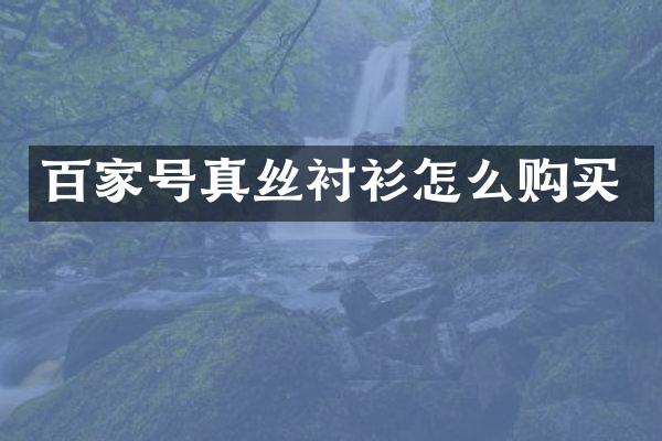 百家号真丝衬衫怎么购买