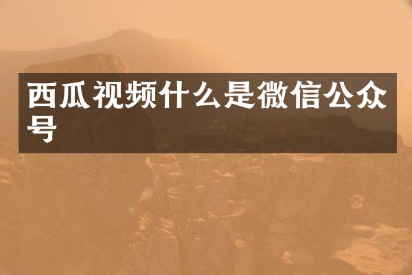 西瓜视频什么是微信公众号