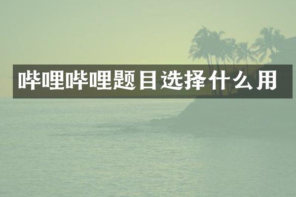 哔哩哔哩题目选择什么用