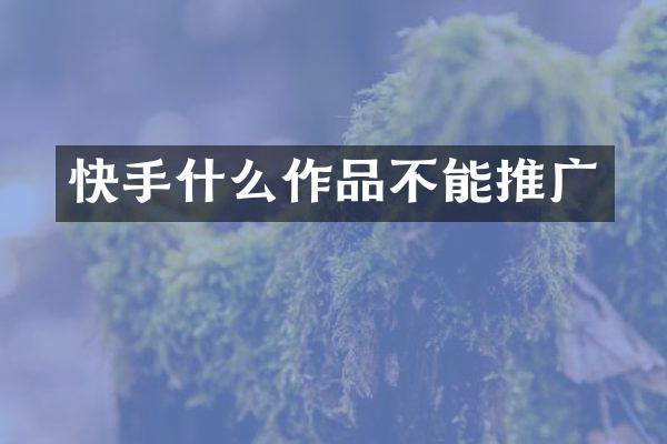 快手什么作品不能推广