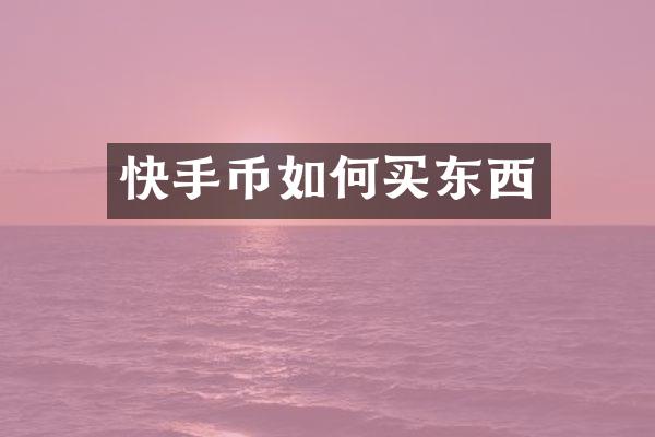 快手币如何买东西