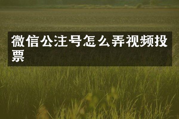 微信公注号怎么弄视频投票