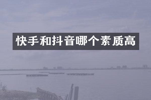 快手和抖音哪个素质高