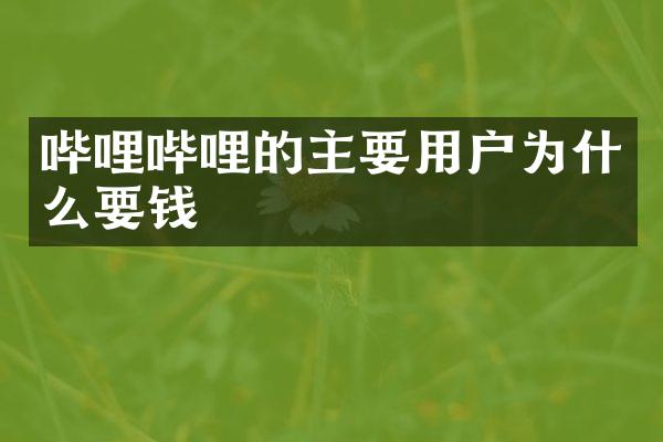哔哩哔哩的主要用户为什么要钱