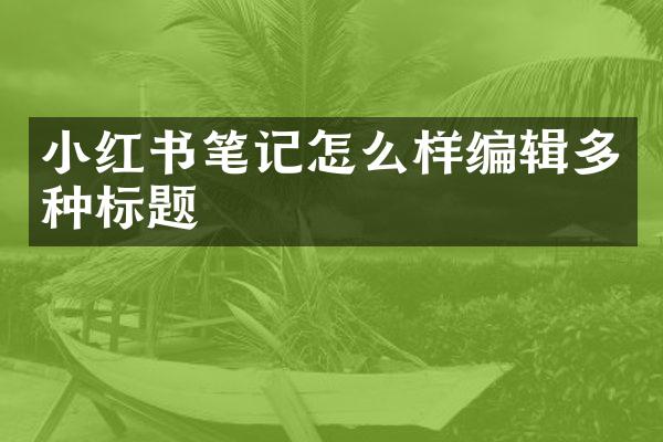 小红书笔记怎么样编辑多种标题