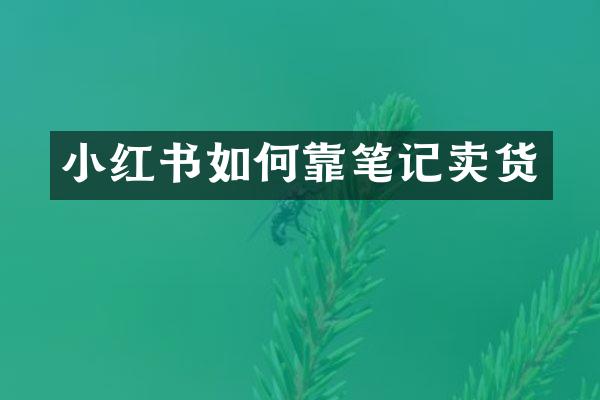 小红书如何靠笔记卖货