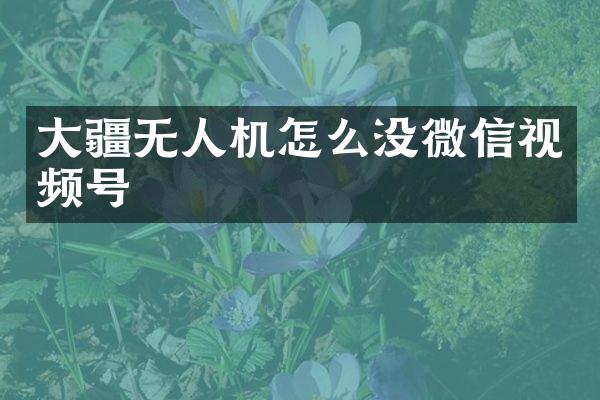 大疆无人机怎么没微信视频号