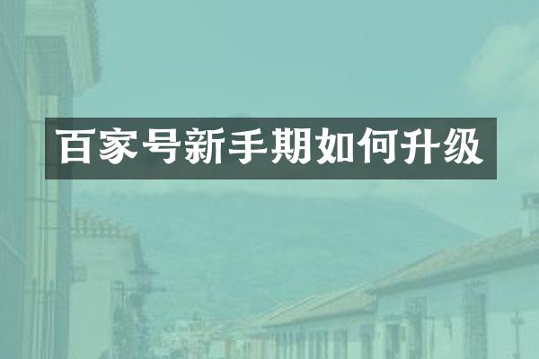 百家号新手期如何升级