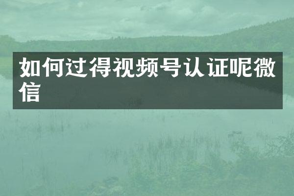 如何过得视频号认证呢微信