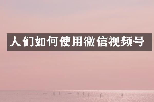 人们如何使用微信视频号