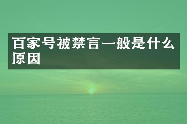 百家号被禁言一般是什么原因