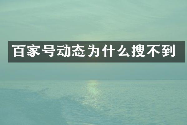 百家号动态为什么搜不到