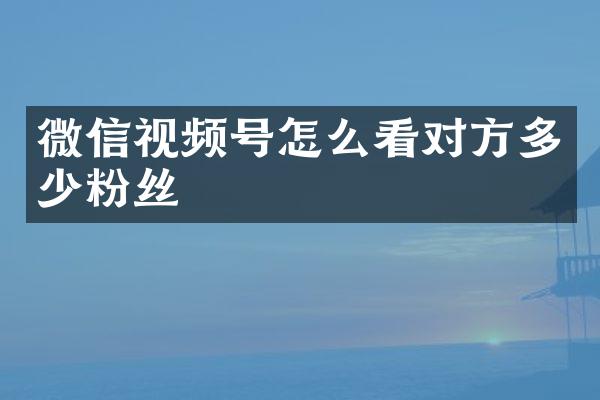 微信视频号怎么看对方多少粉丝
