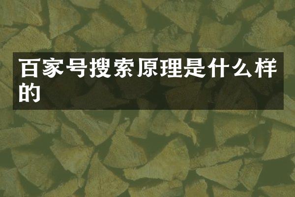 百家号搜索原理是什么样的