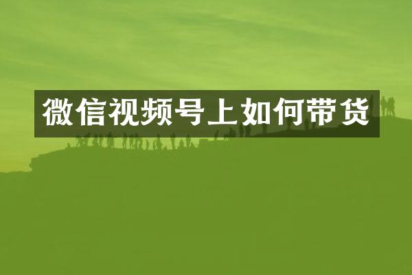 微信视频号上如何带货