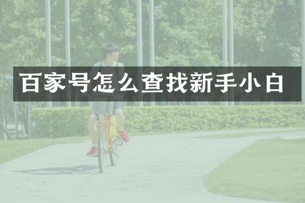 百家号怎么查找新手小白