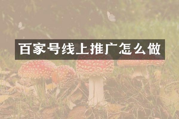 百家号线上推广怎么做