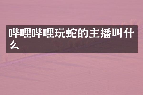 哔哩哔哩玩蛇的主播叫什么
