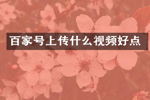 百家号上传什么视频好点