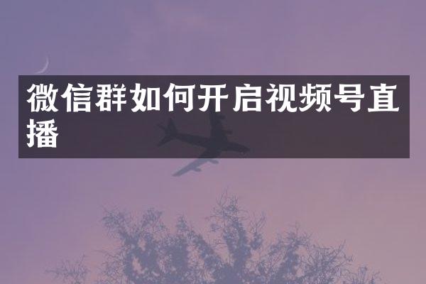 微信群如何开启视频号直播