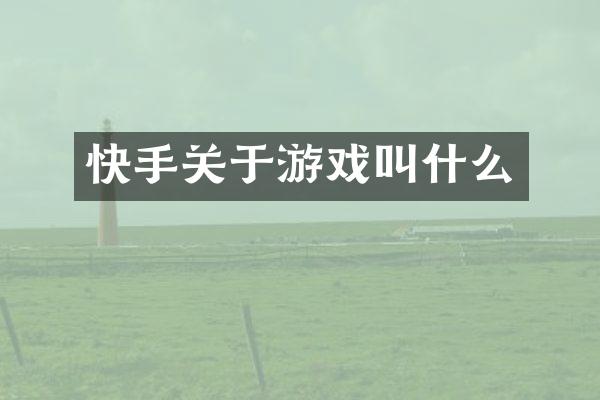 快手关于游戏叫什么