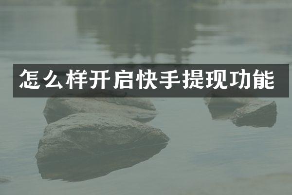 怎么样开启快手提现功能