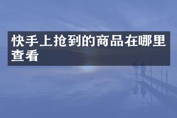 快手上抢到的商品在哪里查看